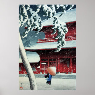 Poster Neige du soir à la rivière Edo Hasui Kawase Vers 1