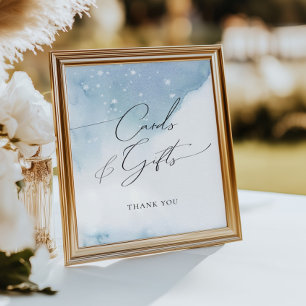 Poster Neige en amour Bleu Fête des mariées Cartes et Cad