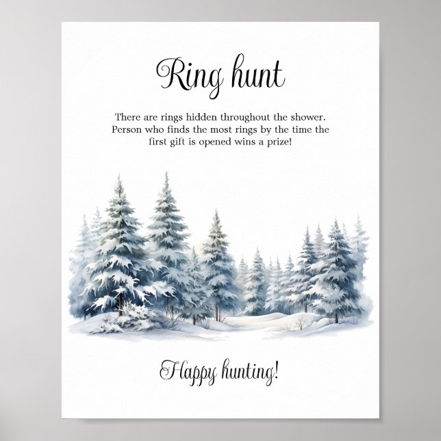 Poster Neige en amour hiver pinède Fête des mariées Jeu (Devant)