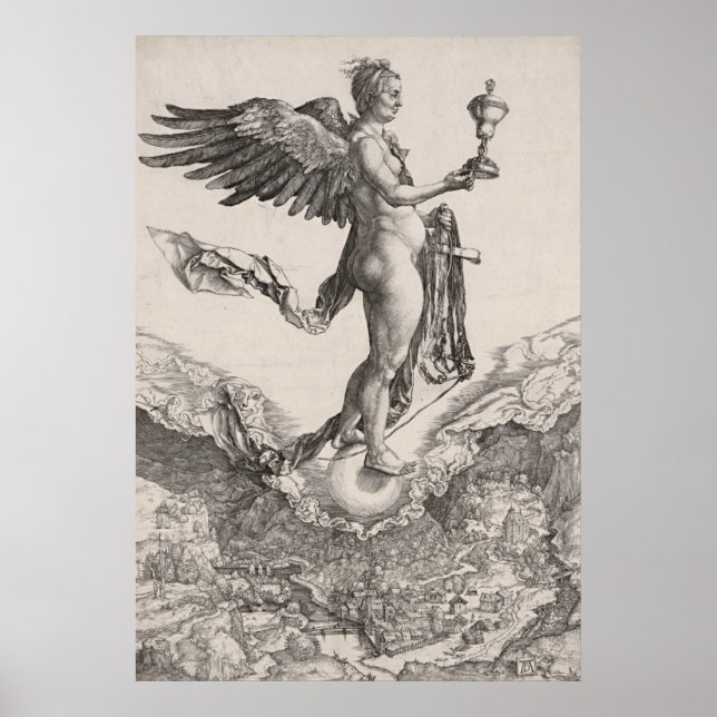 Poster Nemesis, gravure par Albrecht Durer (Devant)