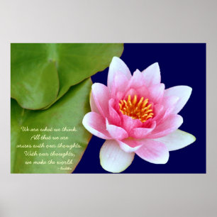 Poster Nénuphar rose Avec Citation Bouddha