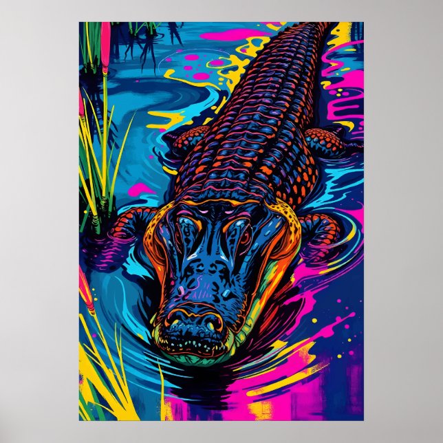 Poster Neon Alligator (Devant)
