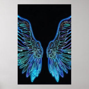 Poster Neon Black et Blue Angle ailes