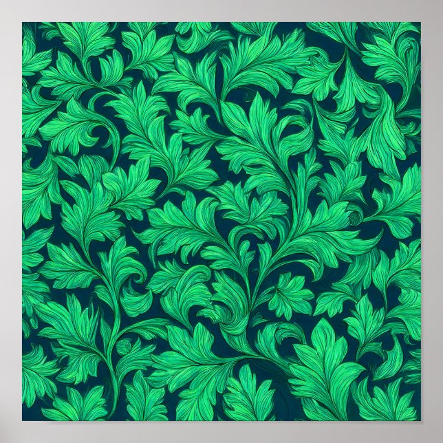 Poster Neon Botanical Texture: Seamless Luminous Ivy (Devant)
