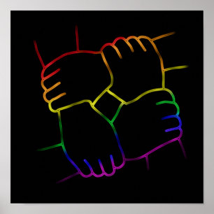 Poster Neon Bright LGBTQ Colorée Pride Line Art