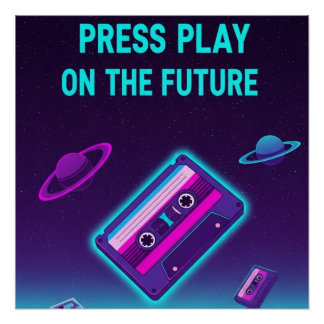 Poster Neon Cassette Art