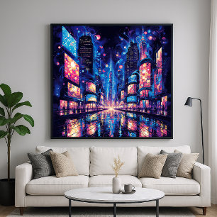 Poster Neon City Street Buzz - Illustration dynamique Sty