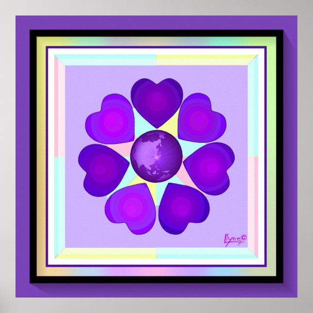 Poster NEON & coeur violet battre (Devant)