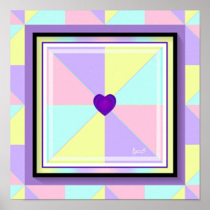 Poster NEON & coeur violet battre
