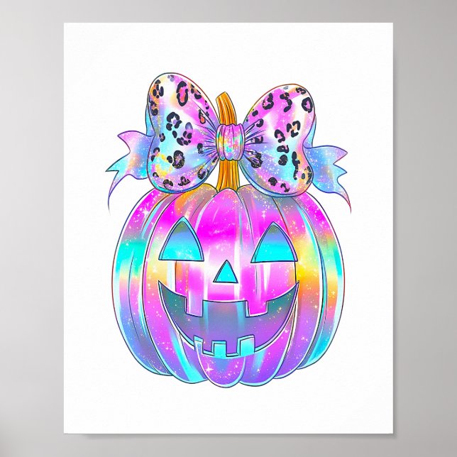 Poster Neon Coquette Citrouille d'Halloween (Devant)