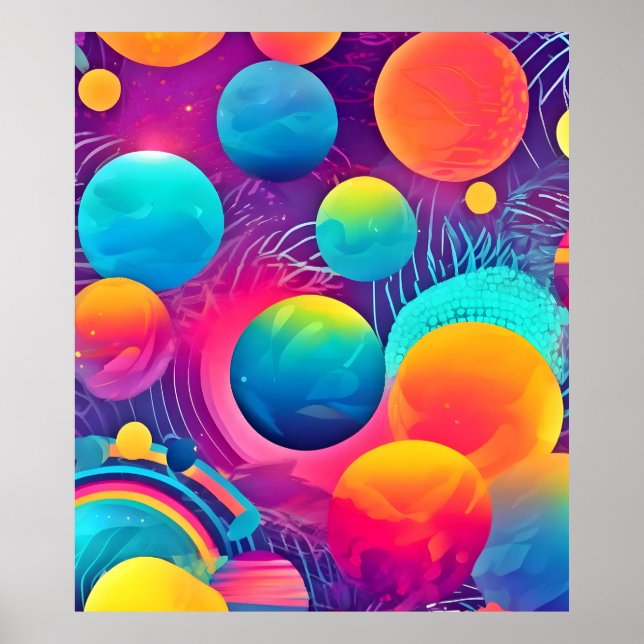 Poster Neon Cosmos Design abstrait (Devant)