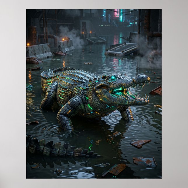 Poster Neon Crocodile Flooded Sector (Devant)
