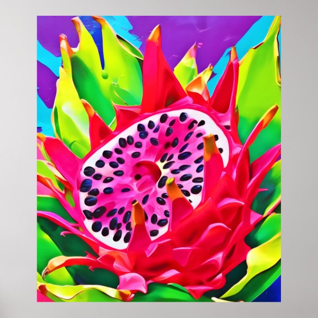 Poster Neon Dragon Fruit Splendor (Devant)