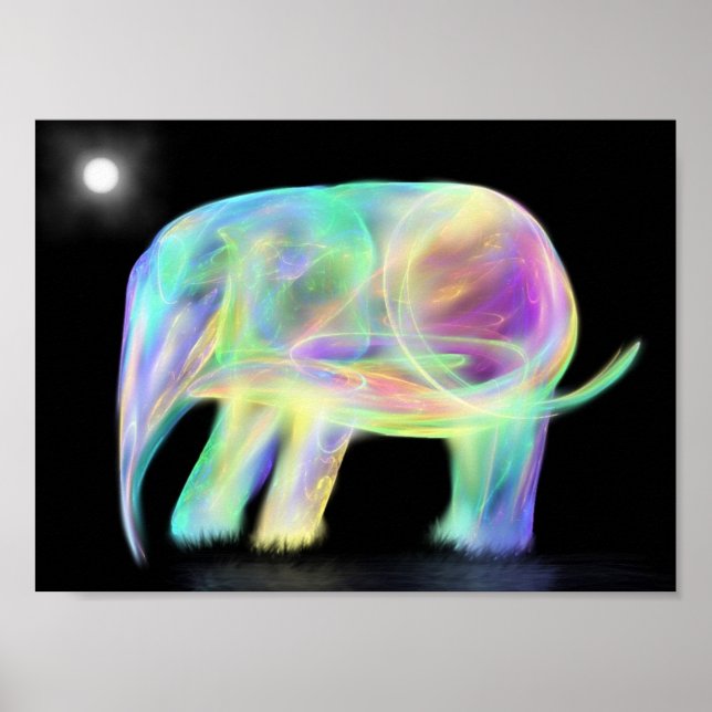 Poster Neon Elephant Print (Devant)
