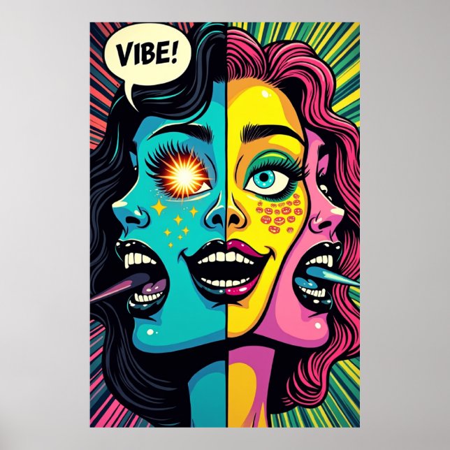 Poster Neon Emotions : Glitch dans la Grille (Devant)