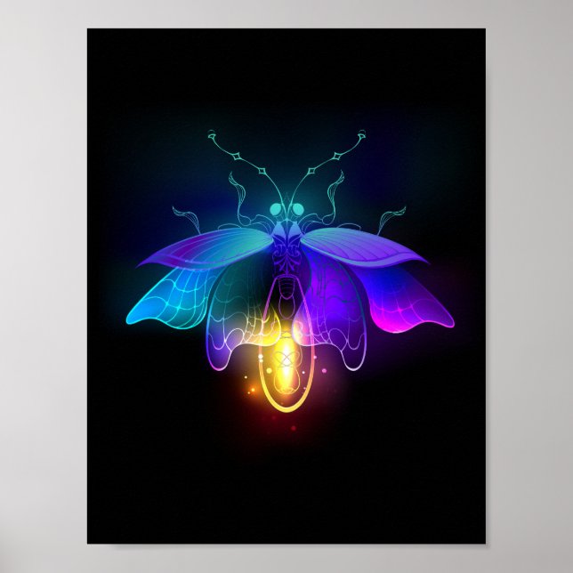 Poster Neon Firefly sur noir (Devant)