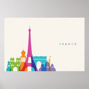 Poster Neon France Skyline