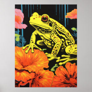 Poster Neon Frog : Une symphonie en fleurs