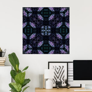 Poster Neon Galaxy Mandala avec lumière futuriste