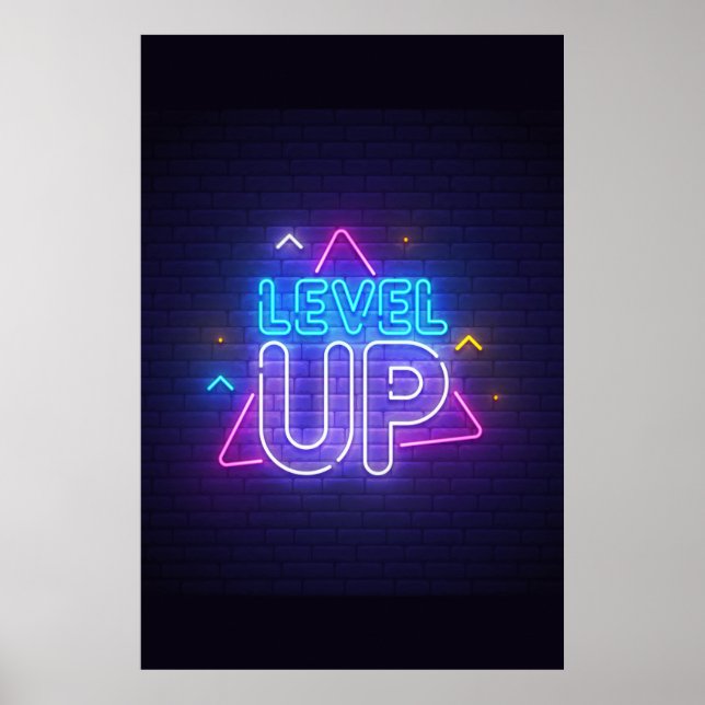 Poster Neon Gamer Niveau vers le haut (Devant)