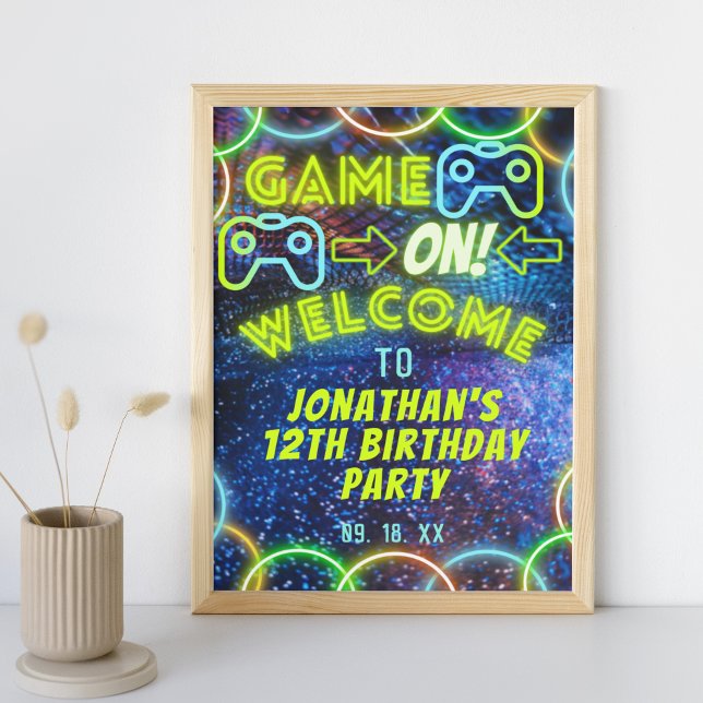 Poster Neon Glow Boys Jeu Sur L'Affiche de bienvenue De L (Créateur téléchargé)