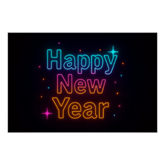 Poster Neon Glow Gradient Typography Party Vibes Cool