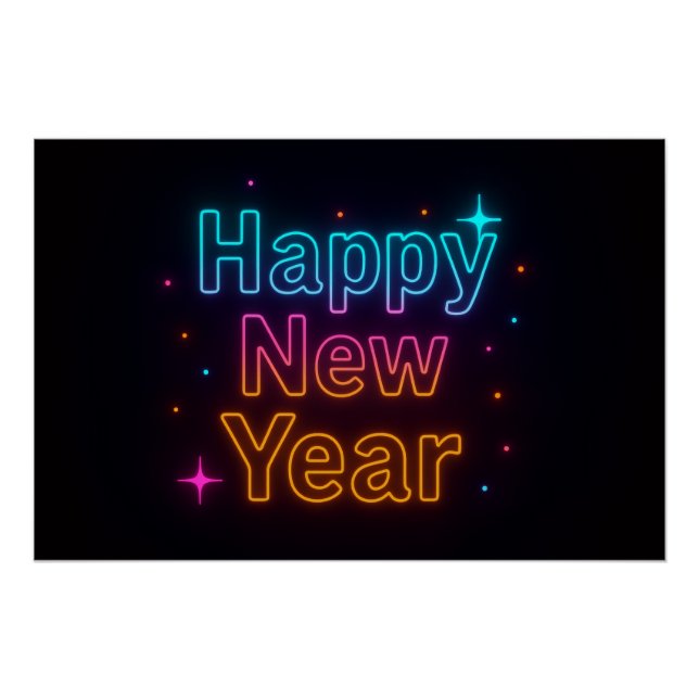 Poster Neon Glow Gradient Typography Party Vibes Cool (Devant)