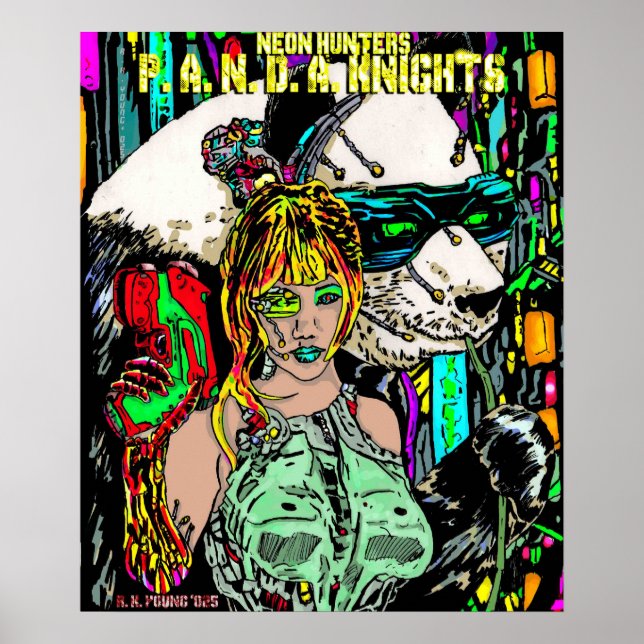 Poster Neon Hunters : P. A. N. D. A. Knights (Devant)