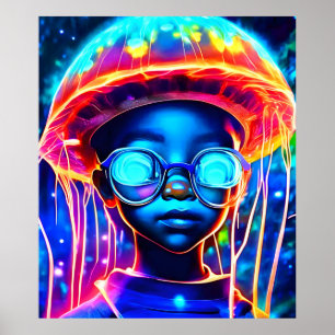 Poster Neon Jellyfish Vision de l'enfant