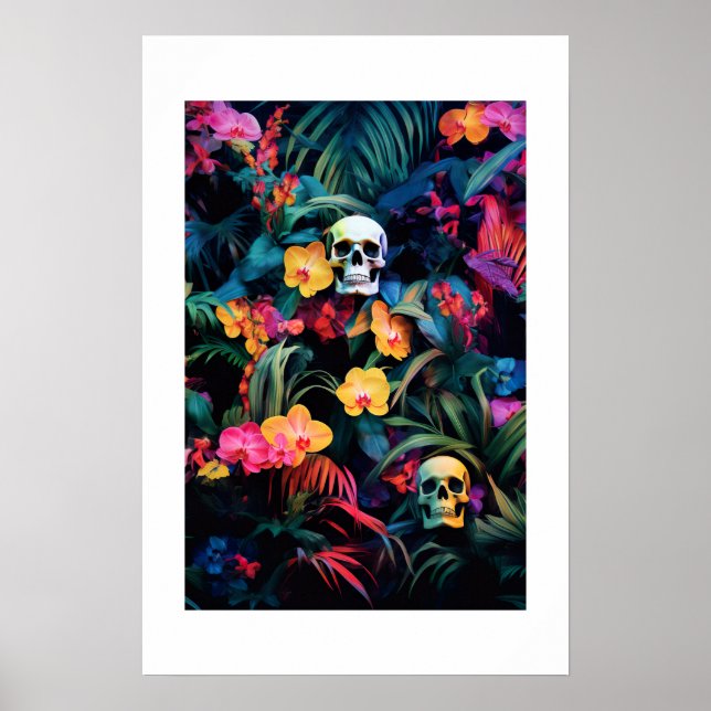 Poster Neon Jungle | Fleurs orchidées (Devant)
