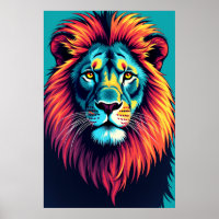 Neon Jungle King - Pop Art Lion