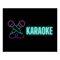 Neon Karaoke Mics and Text