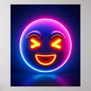 Poster Neon Laughing Emoji Joy