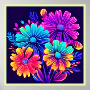 Poster Neon Llow Floral Imaginaire Art