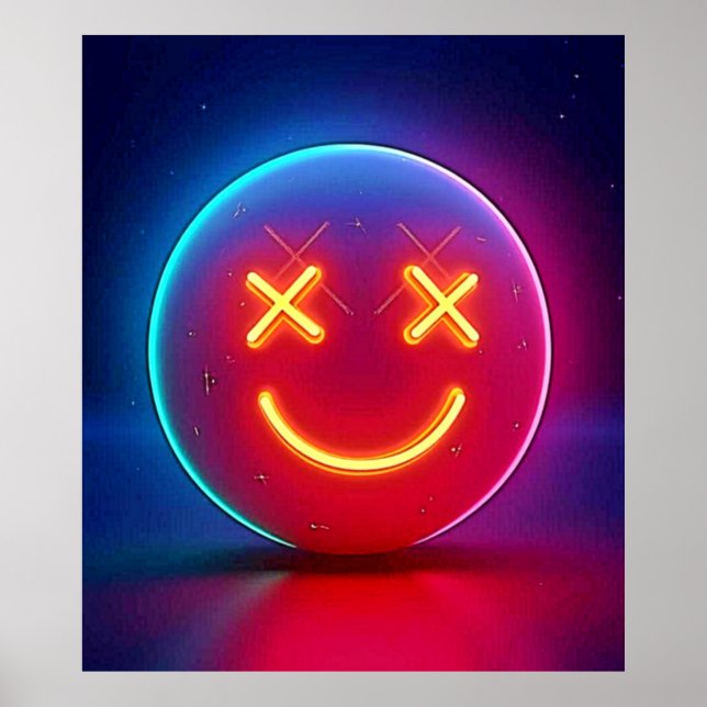 Poster Neon Llow Smily Face (Devant)