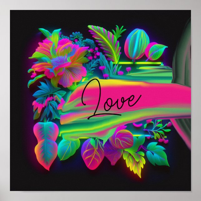 Poster Neon Love Blooms (Devant)