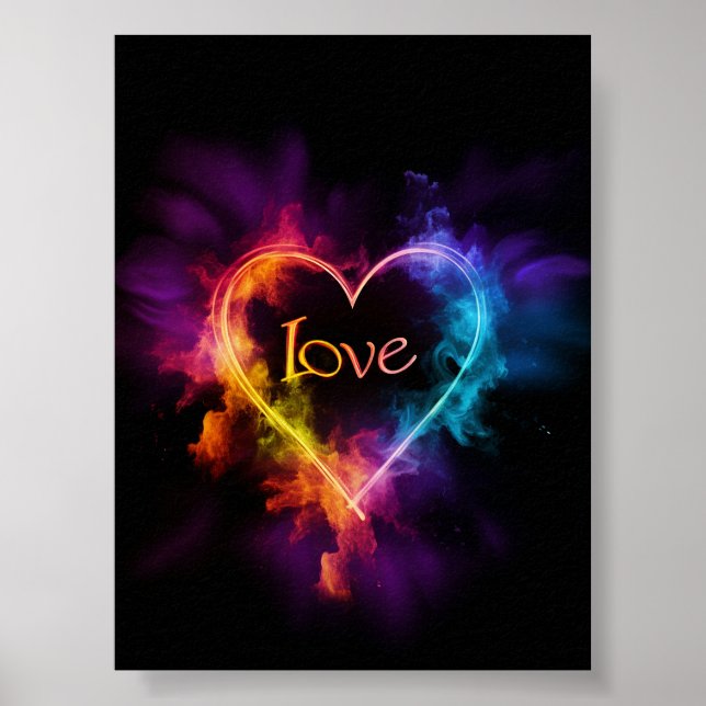 Poster Neon "Love" Heart (Devant)