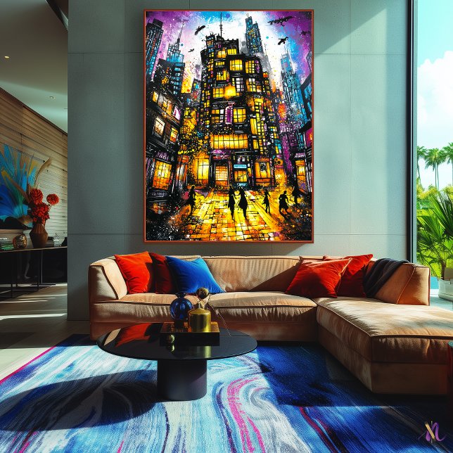 Poster Neon Metropolis - Surreal Urban Nightscape (Créateur téléchargé)