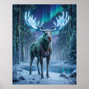 Poster Néon Moose Grille Boréale