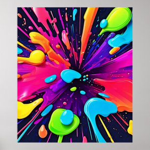 Poster Neon Paint Burst Art