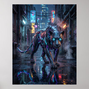 Poster Néon Panthère Allée de Minuit