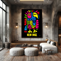 Neon Parrot Art - Pop coloré dessin d'oiseaux trop