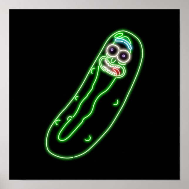 Poster Neon Pickle Rick Black (Devant)