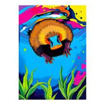 Neon Platypus Splash sous l'eau - Aussie colorée