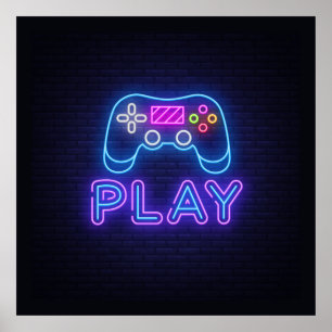 Poster Neon Play Gamer