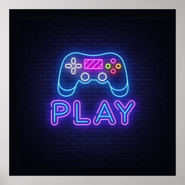 Poster Neon Play Gamer (Devant)