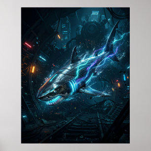 Poster Néon Requin Métro Abîme