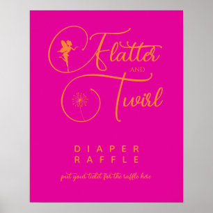 Poster Neon Rose Orange Minimaliste Fairy Diaper Raffin