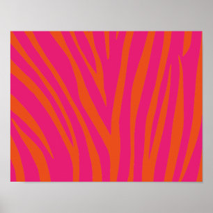 POSTER NEON ROSE ORANGE ZEBRA STRIPES BACKGROUNDS WALLPAP