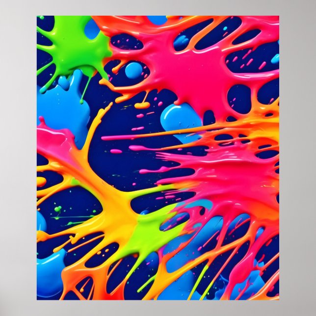 Poster Neon Splatter : L'art Abstrait (Devant)